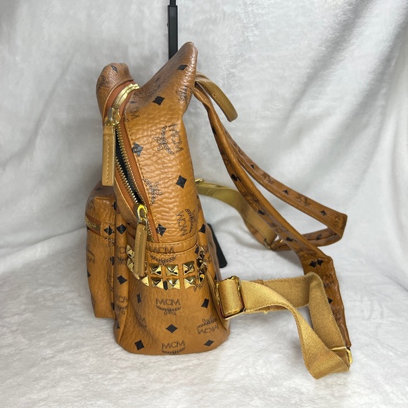 MCM Tan Backpack with Gold Accents Like New - Picture 5 of 10